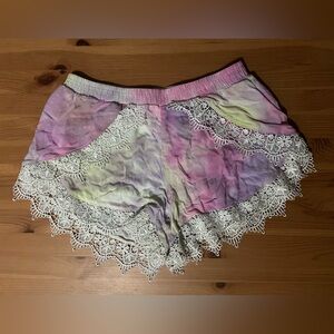 Tie dye and lace sleep shorts - like new